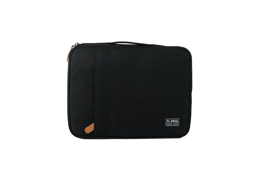 Pochette noire PKG Stuff pour ordinateur portable, compatible avec 13" à 16", en polyester résistant aux intempéries.