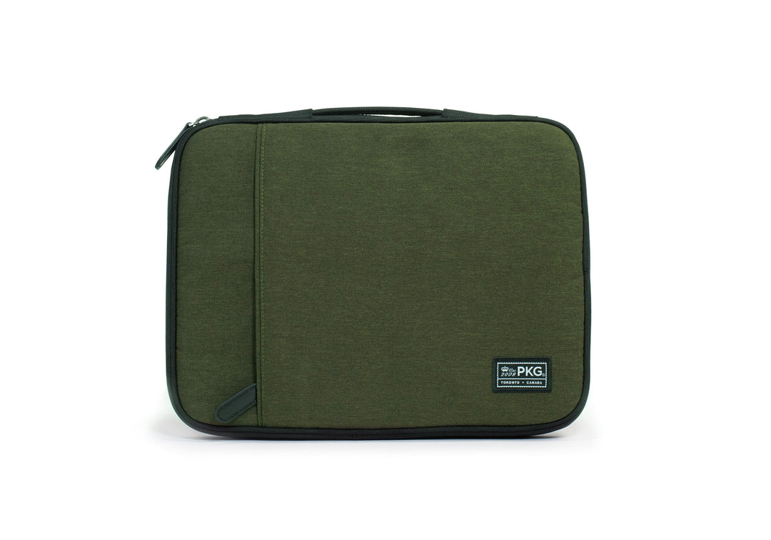 Pochette PKG Stuff pour ordinateur portable 13" à 16", en polyester résistant aux intempéries, couleur verte.