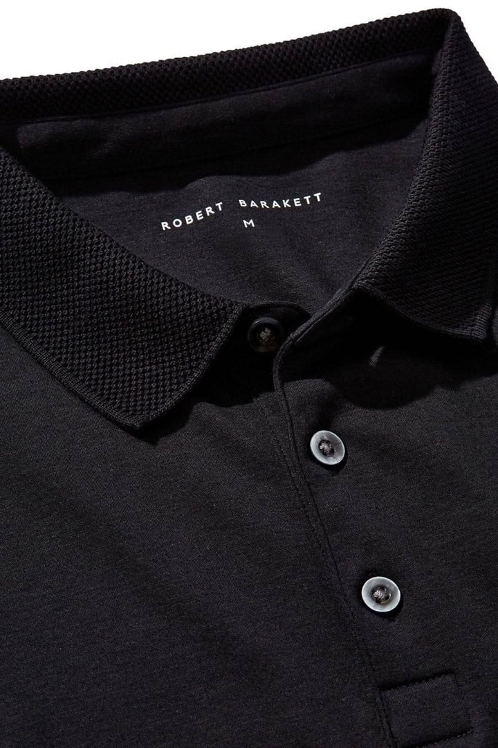 Polo Georgia noir de Robert Barakett avec col en maille nid d'abeille et boutons.