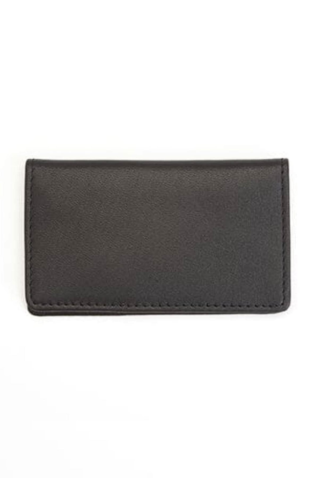 Porte-cartes en cuir Nappa noir, double face, élégant et fonctionnel, peut contenir jusqu'à 10 cartes.