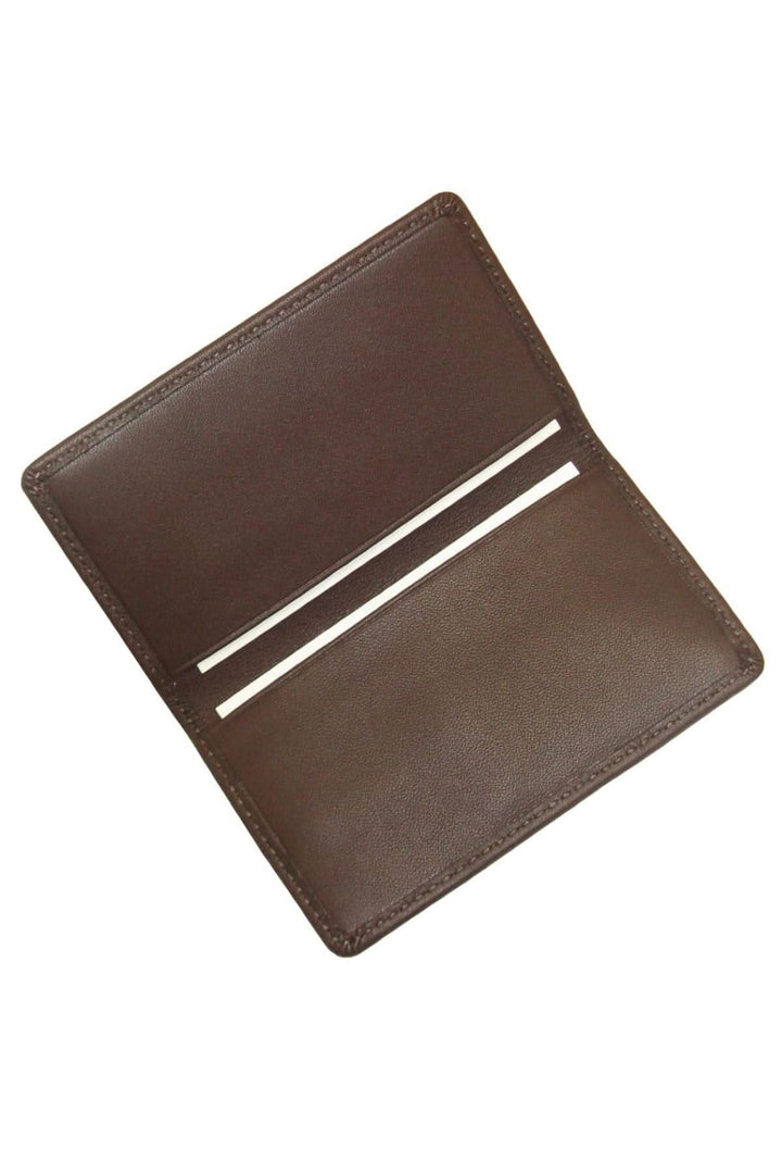 Porte-cartes en cuir Nappa, double face, pouvant contenir jusqu'à 10 cartes, coloris marron.