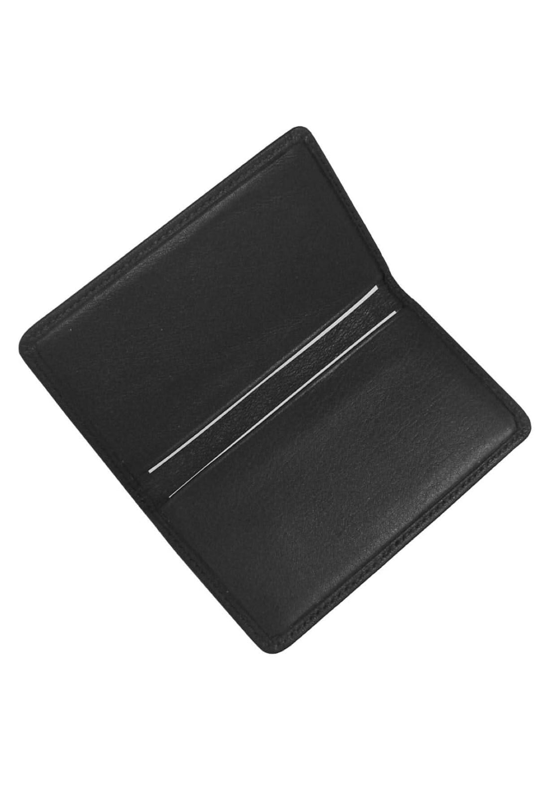Porte-cartes en cuir Nappa noir, double face, pouvant contenir jusqu'à 10 cartes.