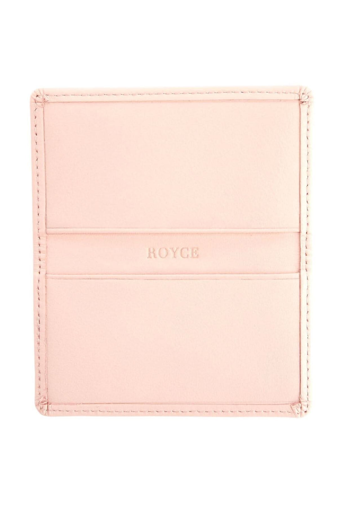 Porte-cartes en cuir Nappa rose avec espace pour 10 cartes, personnalisation gratuite disponible.