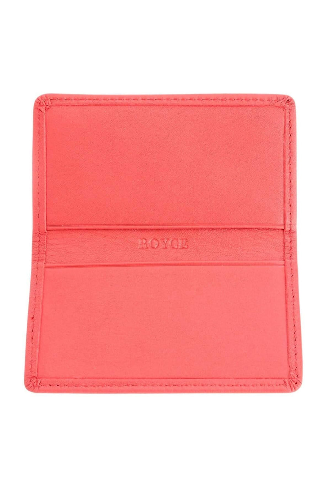 Porte-cartes en cuir Nappa ROYCE, intérieur simple sans cartes, couleur rose, personnalisable avec monogramme.