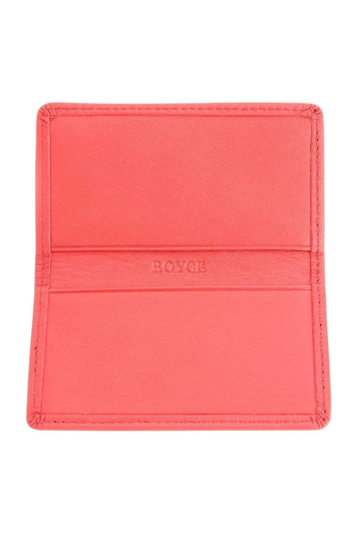 Porte-cartes en cuir Nappa ROYCE, intérieur simple sans cartes, couleur rose, personnalisable avec monogramme.