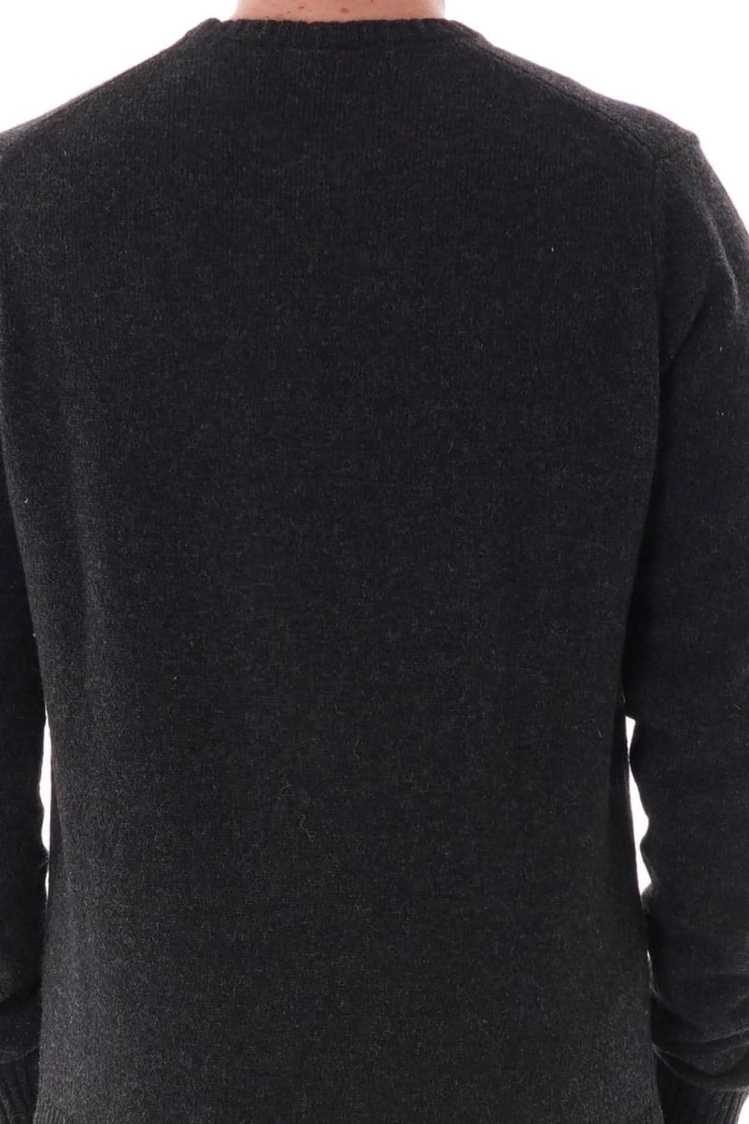 Pull en laine Shetland Paul &amp; Shark vu de dos, col rond, en maille noire, mettant en avant la qualité et l&