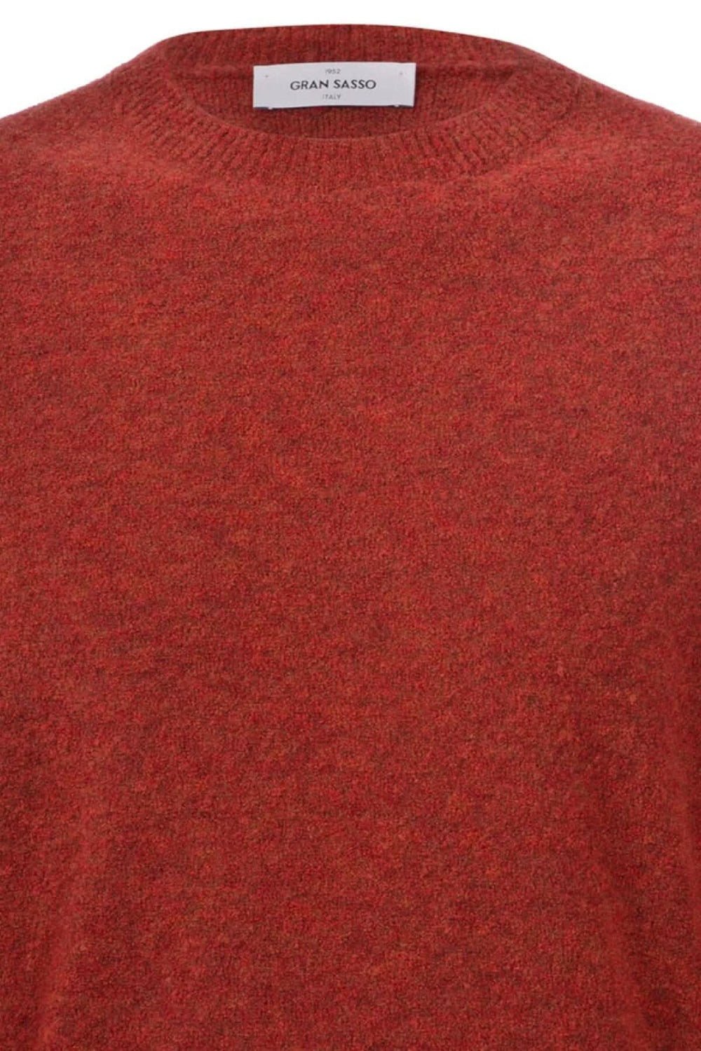 Pull en laine texturé orange de Gran Sasso, col rond, parfait pour les journées froides.