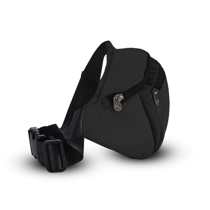 Sac à bandoulière recyclé PKG Bremner, noir, pratique pour excursions et shopping, résistant aux intempéries.