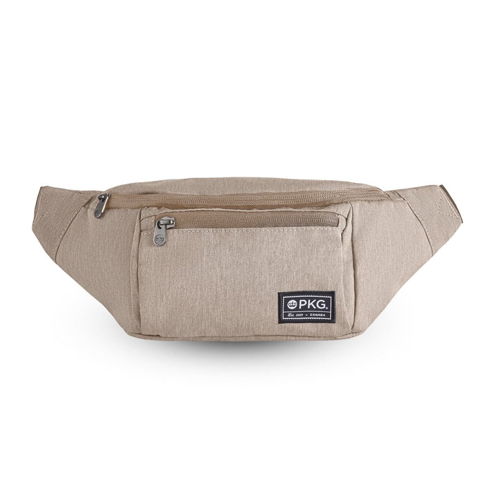 Sac à bandoulière recyclé PKG Bremner en polyester beige, idéal pour excursions et shopping.