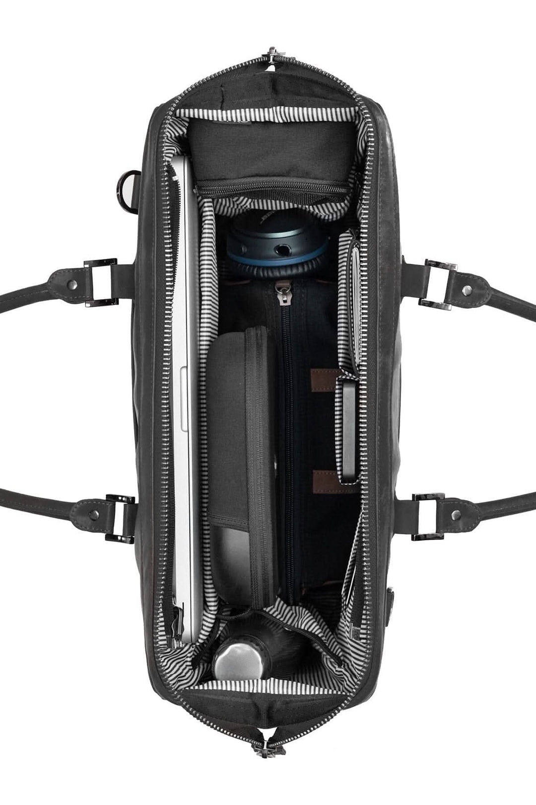 Sac de sport McGill 2 en 1 avec un intérieur bien organisé et spacieux pour ordinateur et accessoires.