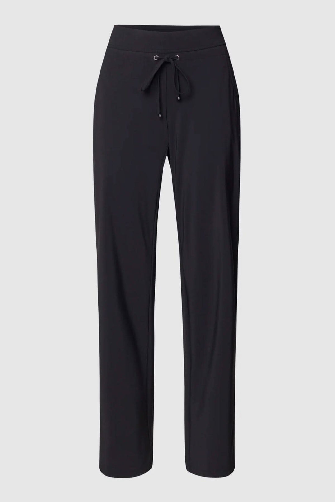 Sweatpants coupe droite en noir avec taille élastique et cordon de serrage, parfaits pour toutes occasions.
