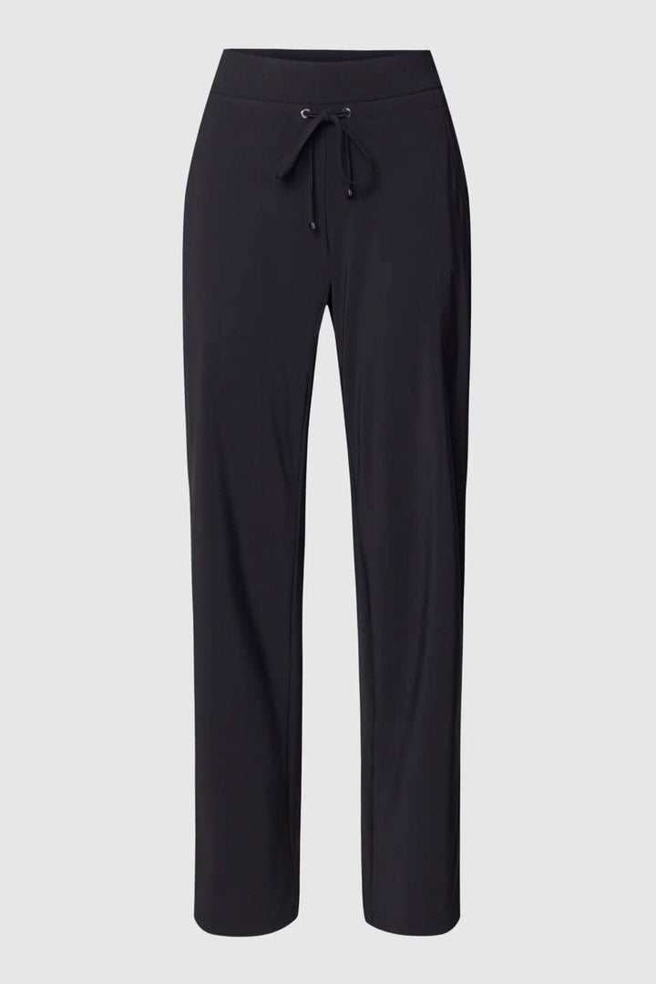 Sweatpants coupe droite en noir avec taille élastique et cordon de serrage, parfaits pour toutes occasions.