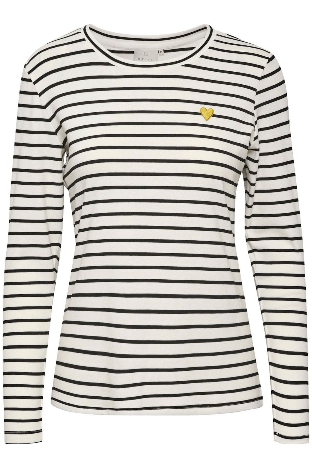 T-shirt à manches longues Lidy rayé avec un détail de coeur cousu sur la poitrine.
