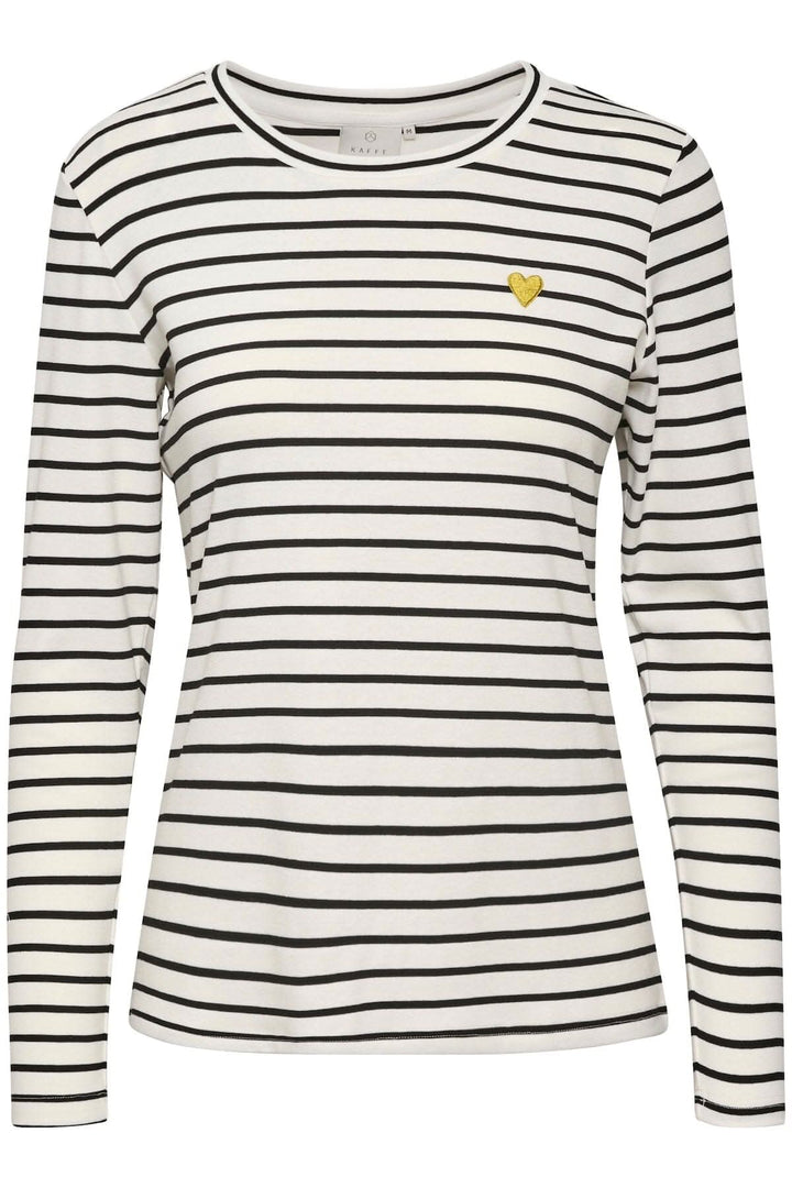 T-shirt à manches longues Lidy rayé avec un détail de coeur cousu sur la poitrine.