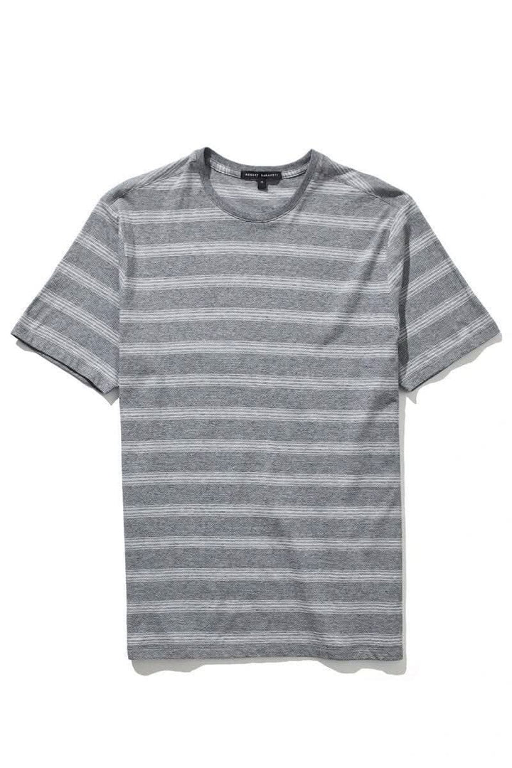 T-shirt Brendan rayé en gris, 100 % coton, col rond, parfait pour le printemps, modèle RB01135.