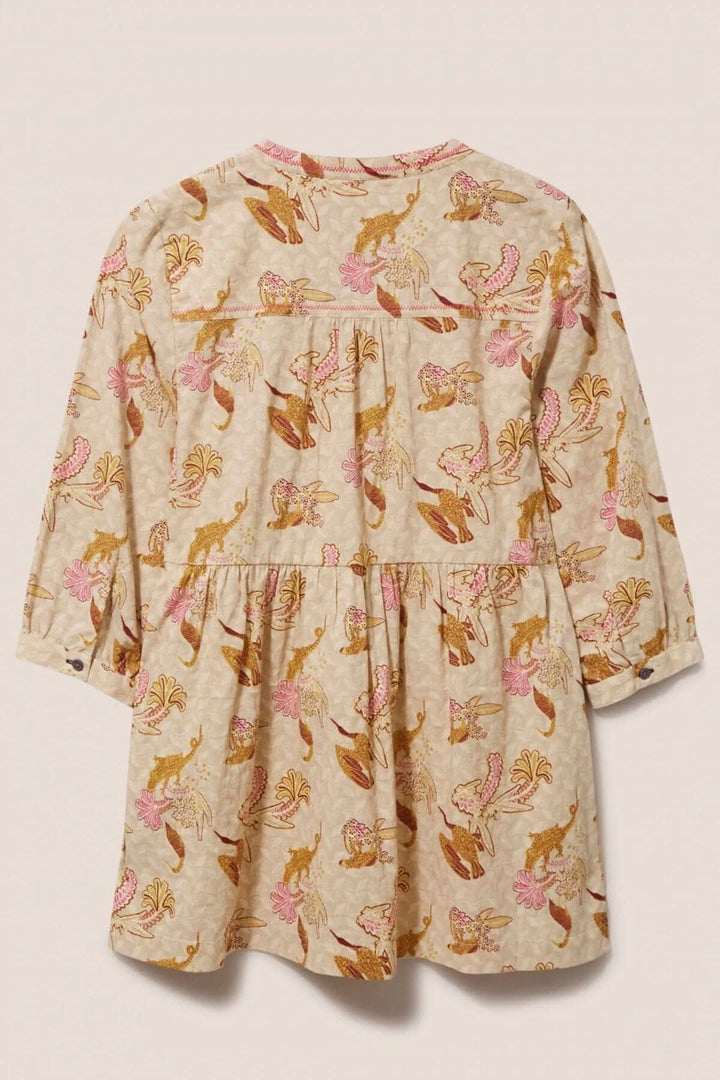 Tunique Daphnée à imprimé floral, col rond et manches 3/4, vue arrière.