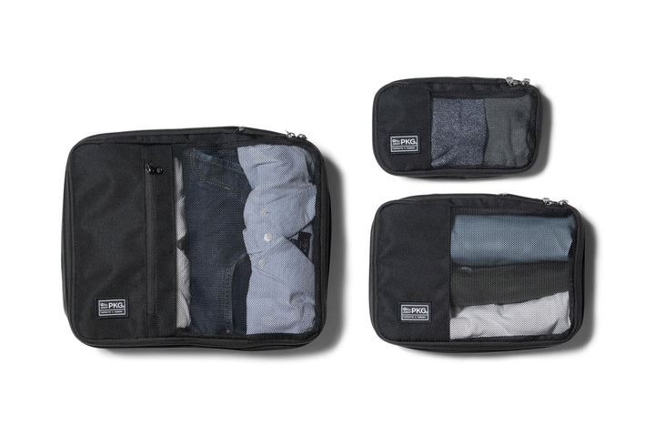 Union Recycled Compression Packing Cubes - 3 Pack, featuring zippered compression for organized travel.